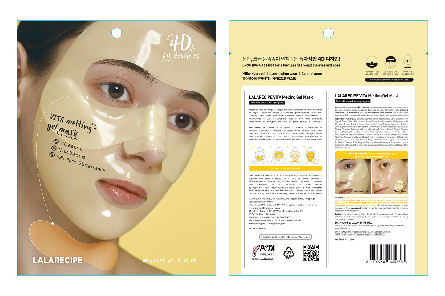 VITA Melting Gel Mask - Maschera Viso Idrogel Illuminante Vitamina C 4D